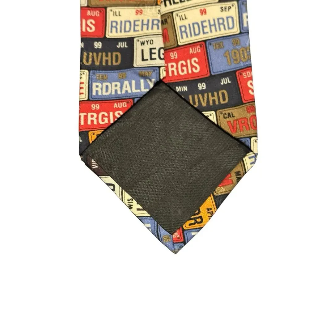 Ralph Marlin Harley Davidson License Plates Vintage Novelty Necktie Sturgis